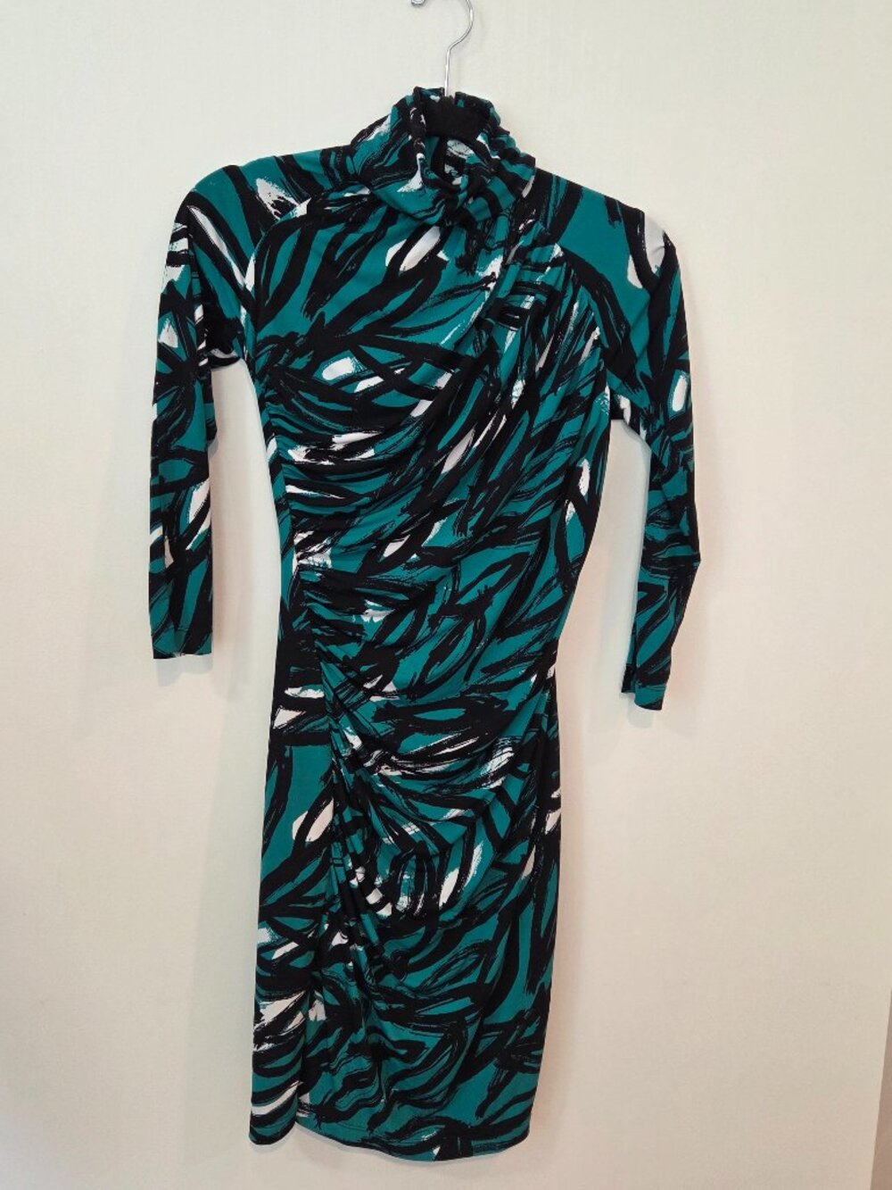 Abstract Brushstroke Print Dress 60s Art Vibe